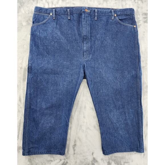 Wrangler Rigid Cowboy Cut Original Fit Jeans Size 52 X 20 Blue ALTERED HEMMED - Picture 1 of 9